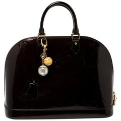 Louis Vuitton Amarante Monogram Vernis Alma GM Bag with Charm