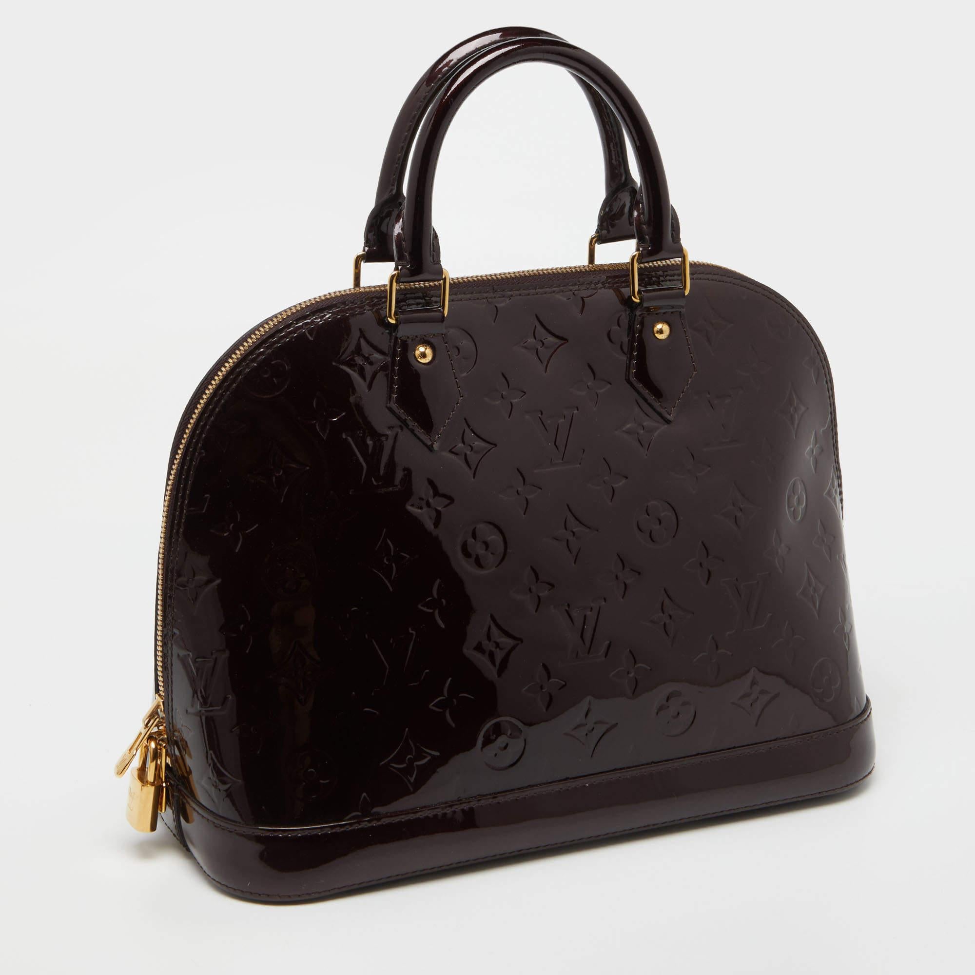 Louis Vuitton Amarante Monogram Vernis Alma PM Bag 4