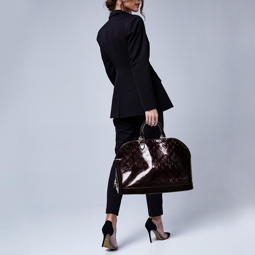 Black Louis Vuitton Amarante Monogram Vernis Alma Voyager Bag