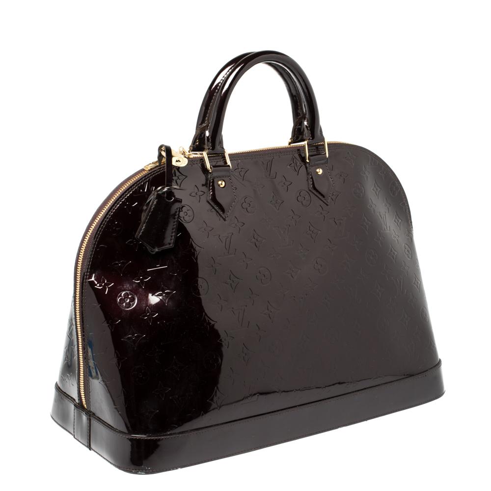 Louis Vuitton Amarante Monogram Vernis Alma Voyager Bag In Fair Condition In Dubai, Al Qouz 2