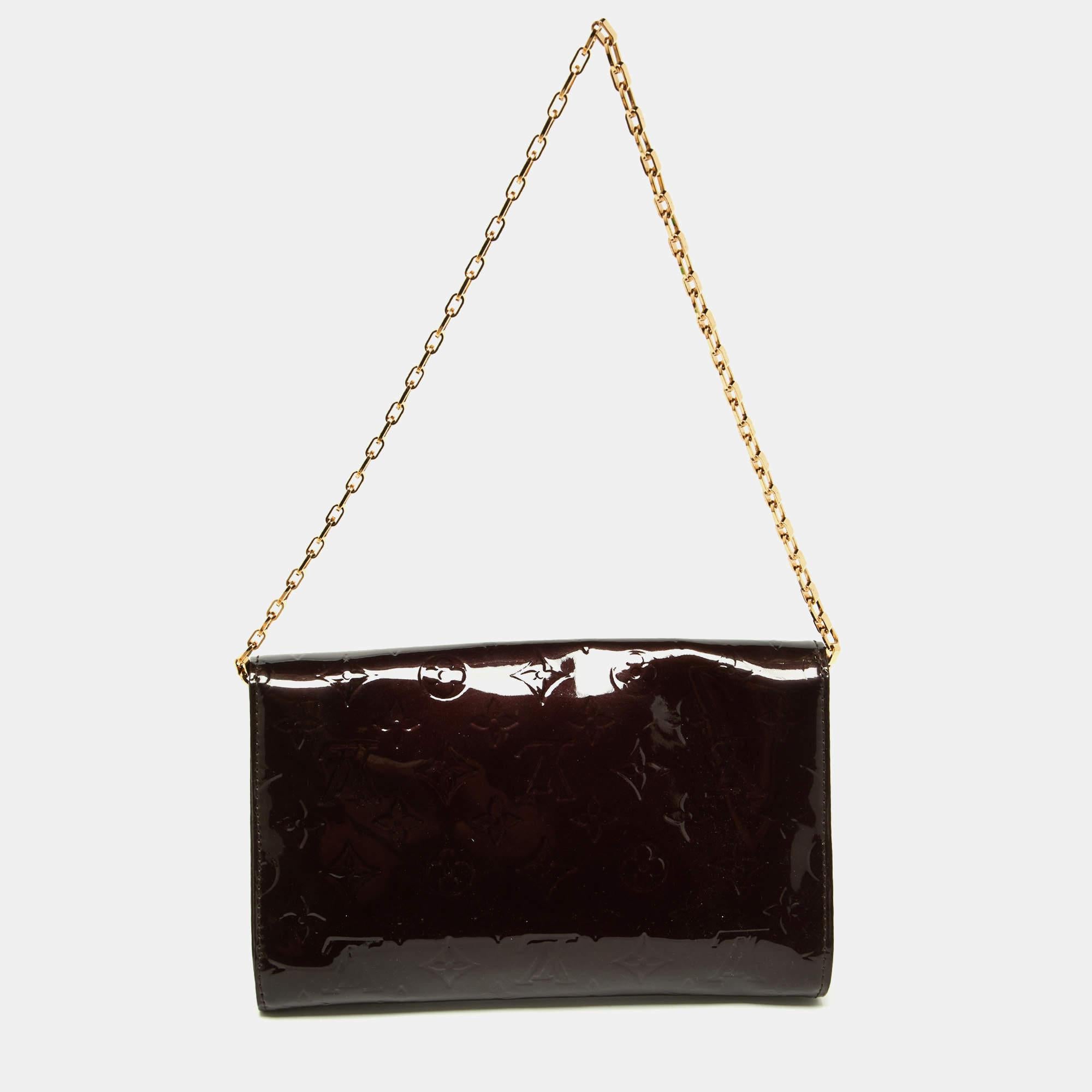 Black Louis Vuitton Amarante Monogram Vernis Ana Clutch Bag For Sale