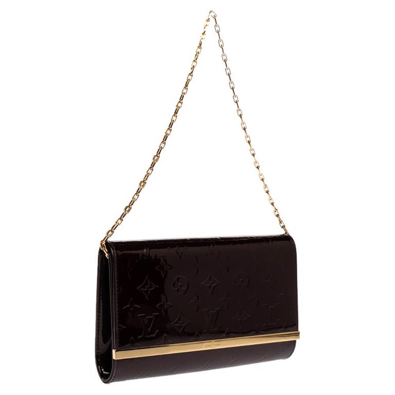 Wallet on chain Ana en cuir monogram verni amarante - Louis Vuitton