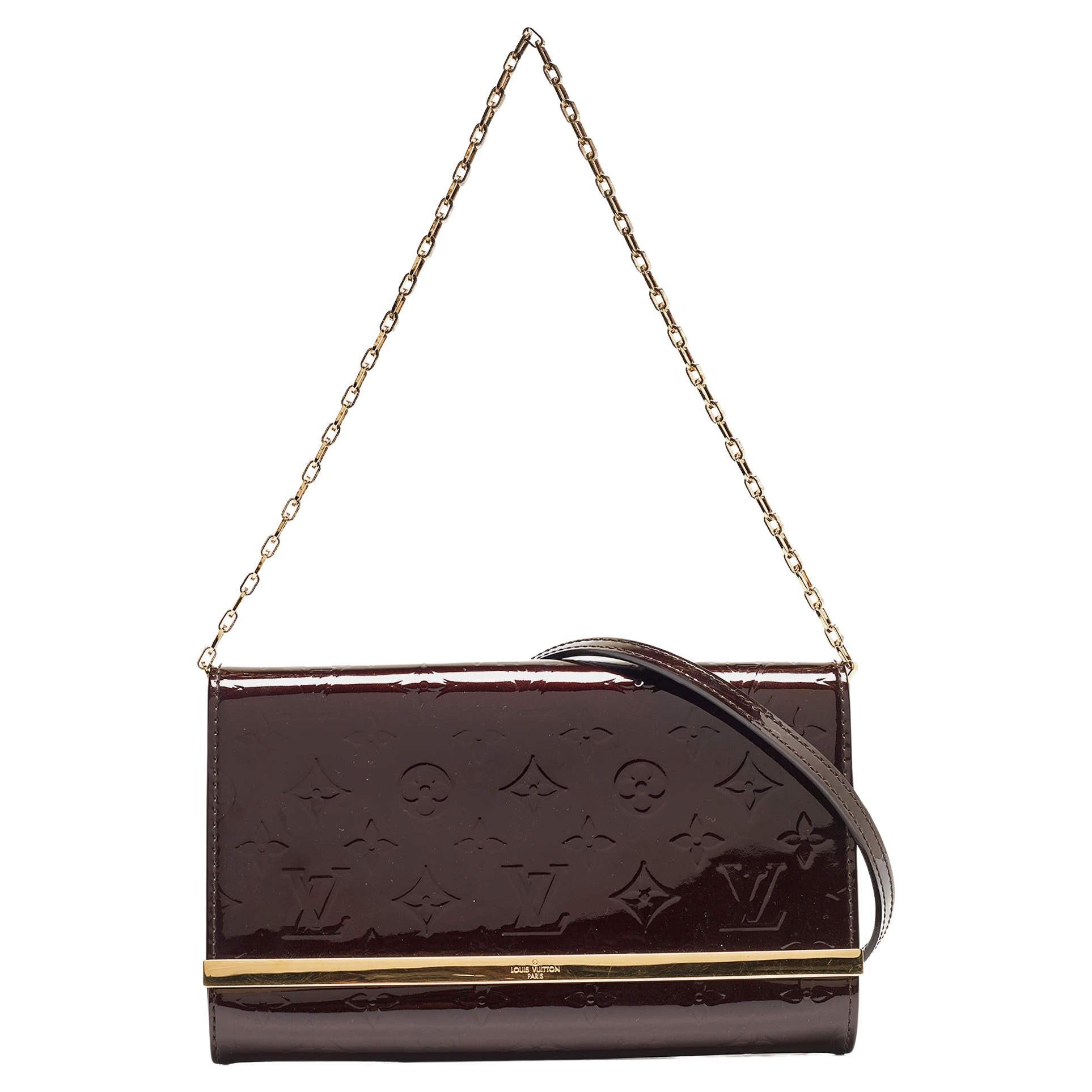 Louis Vuitton Amarante Monogram Vernis Ana Clutch Bag For Sale