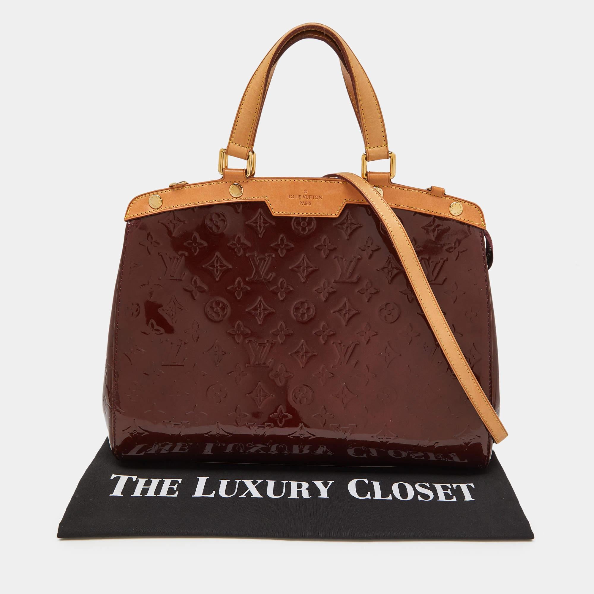 Brown Louis Vuitton Amarante Monogram Vernis Brea GM Bag For Sale