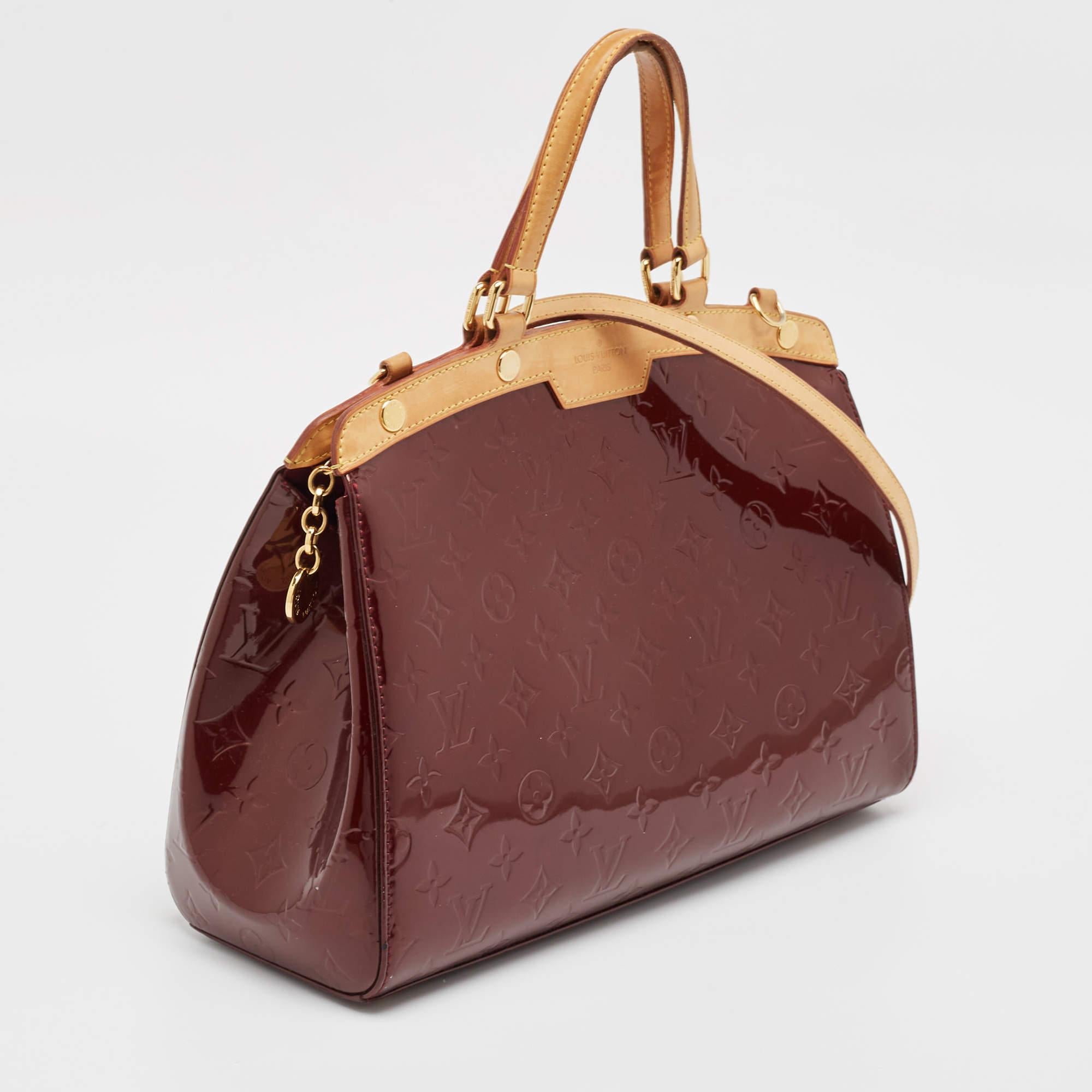 Brown Louis Vuitton Amarante Monogram Vernis Brea MM Bag For Sale