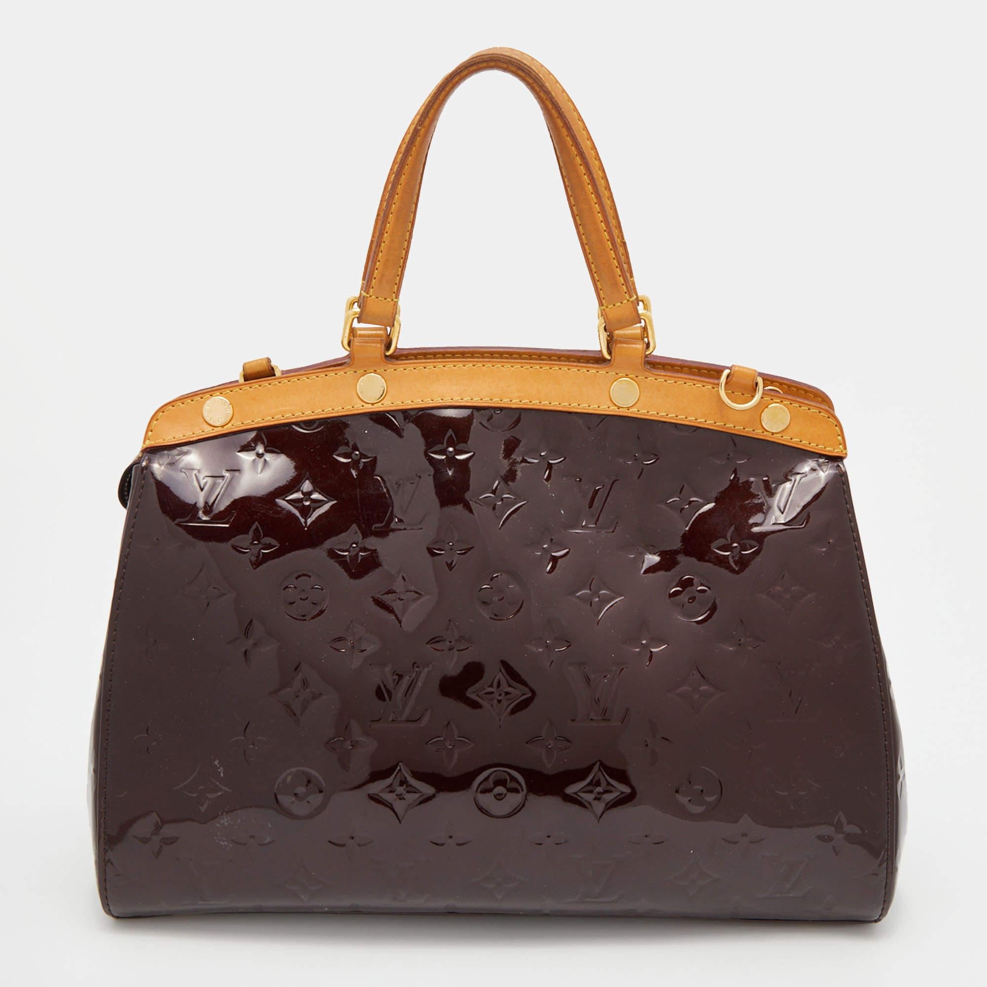 Black Louis Vuitton Amarante Monogram Vernis Brea MM Bag For Sale