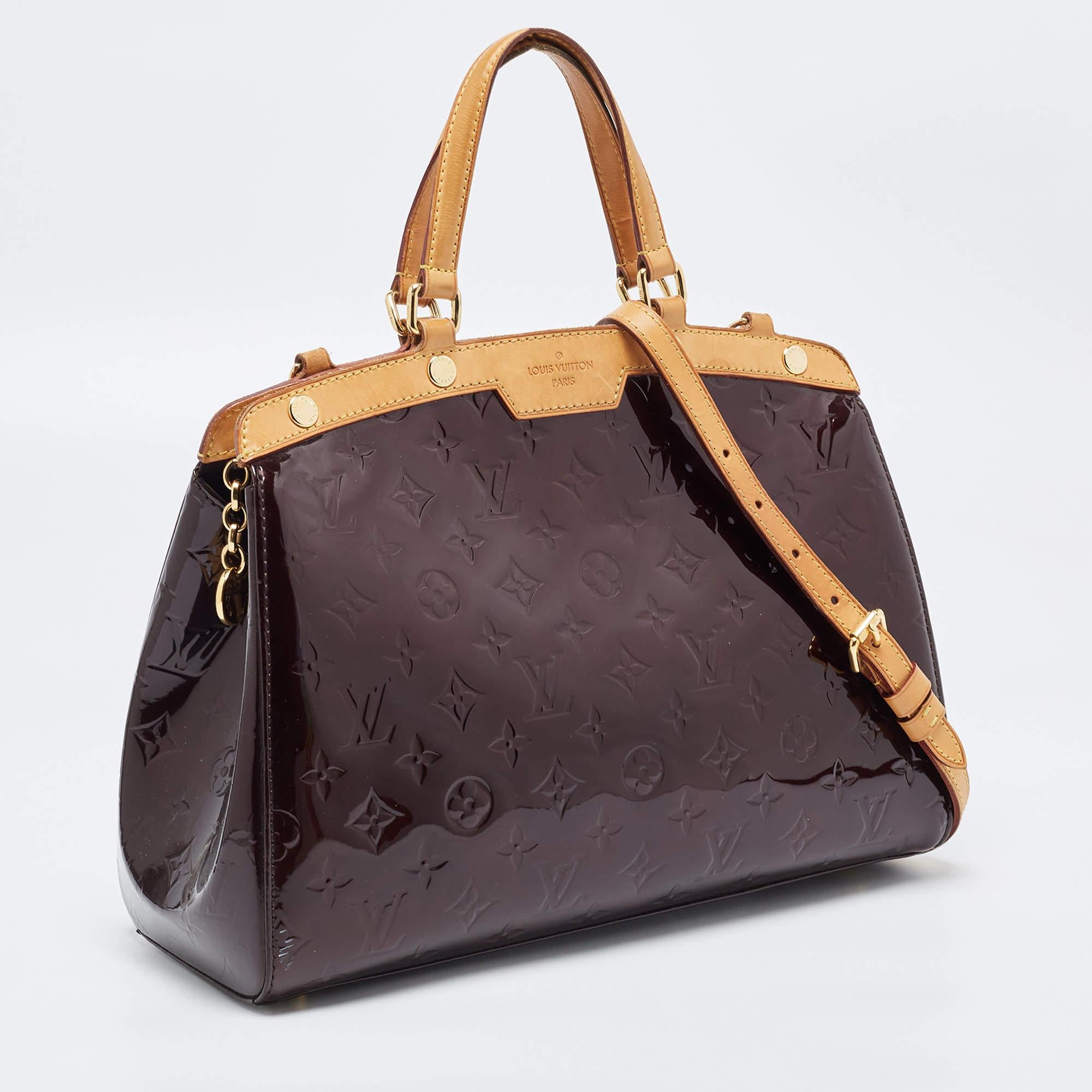 Black Louis Vuitton Amarante Monogram Vernis Brea MM Bag For Sale