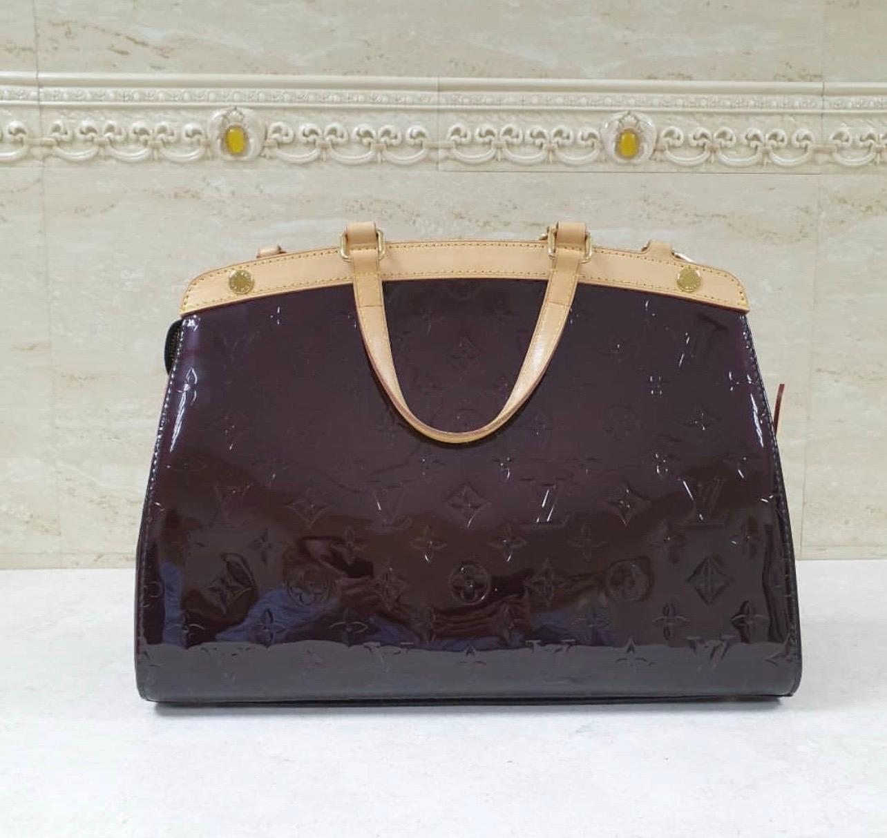 Women's Louis Vuitton Amarante Monogram Vernis Brea MM Bag