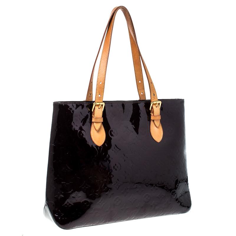 Black Louis Vuitton Amarante Monogram Vernis Brentwood Tote