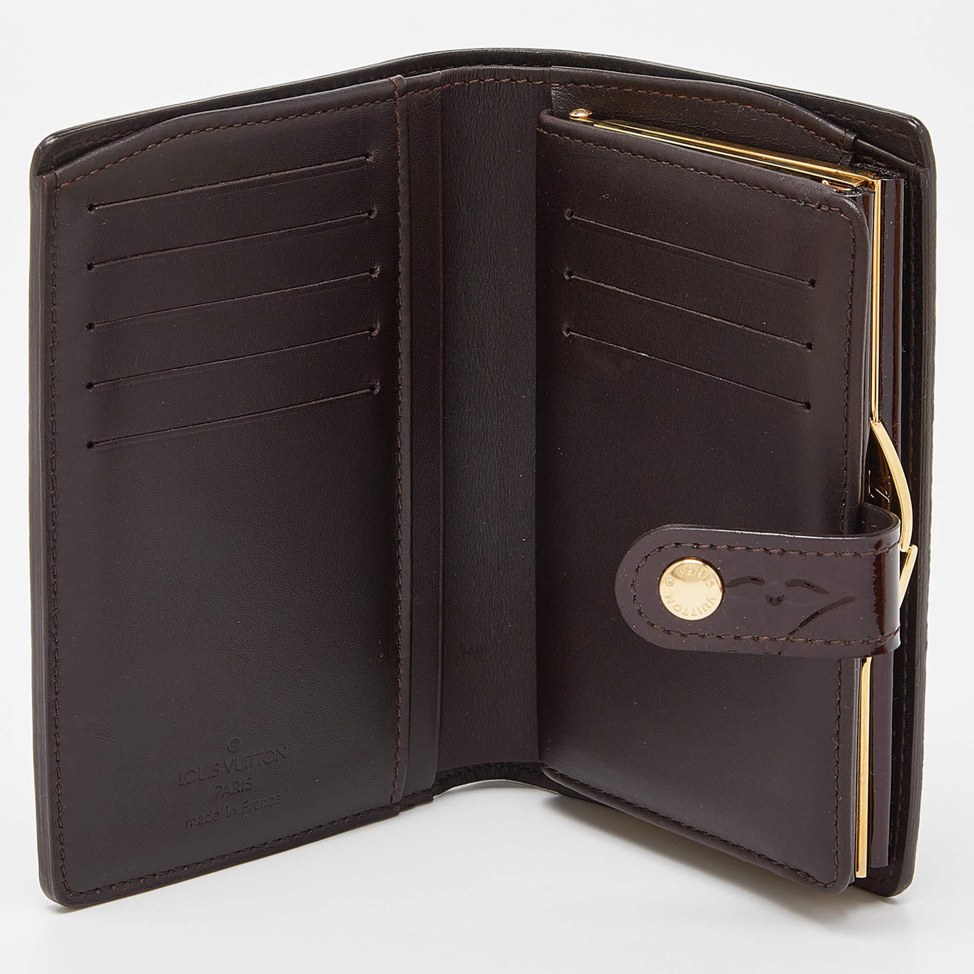 Black Louis Vuitton Amarante Monogram Vernis French Wallet For Sale