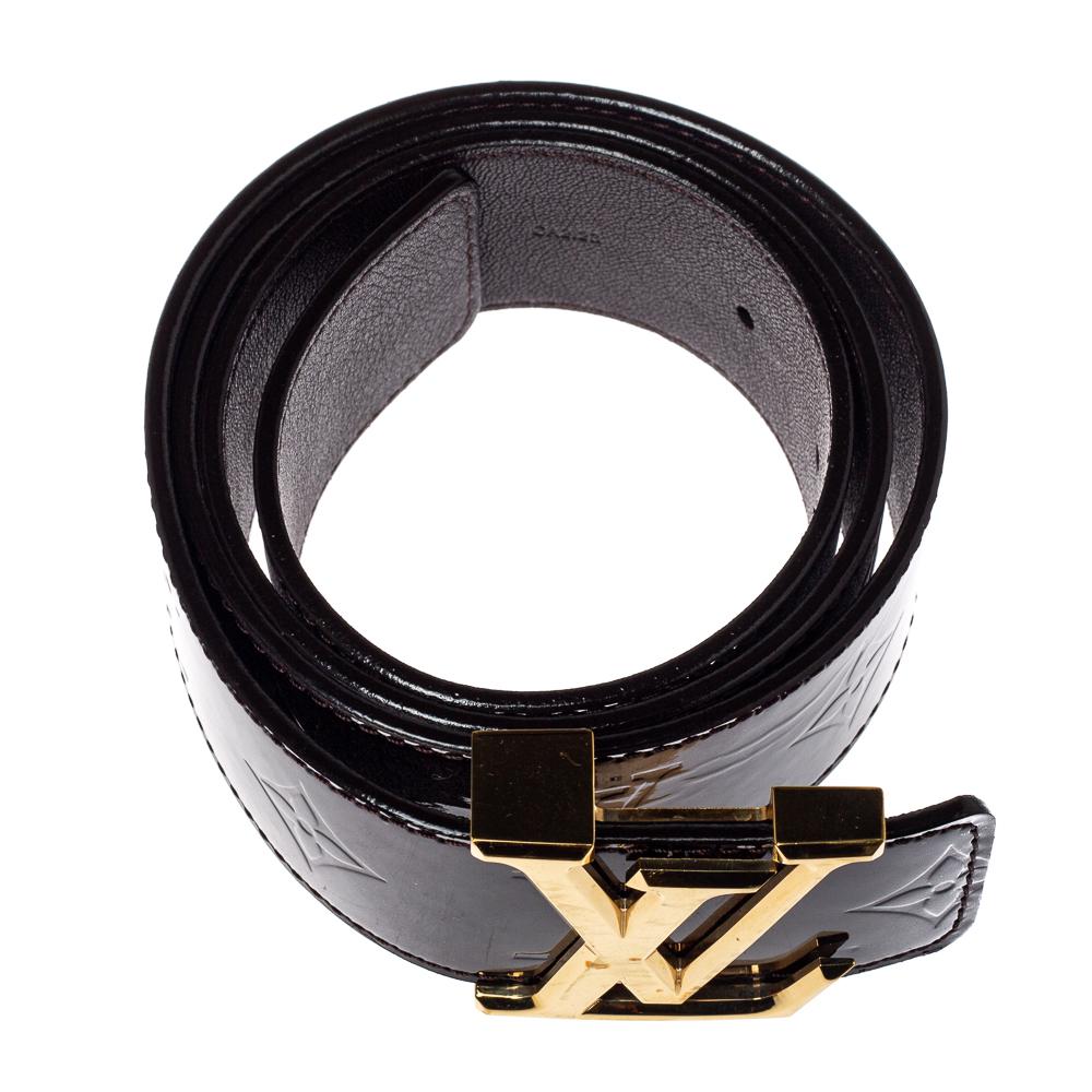 Black Louis Vuitton Amarante Monogram Vernis Initials Belt 85CM