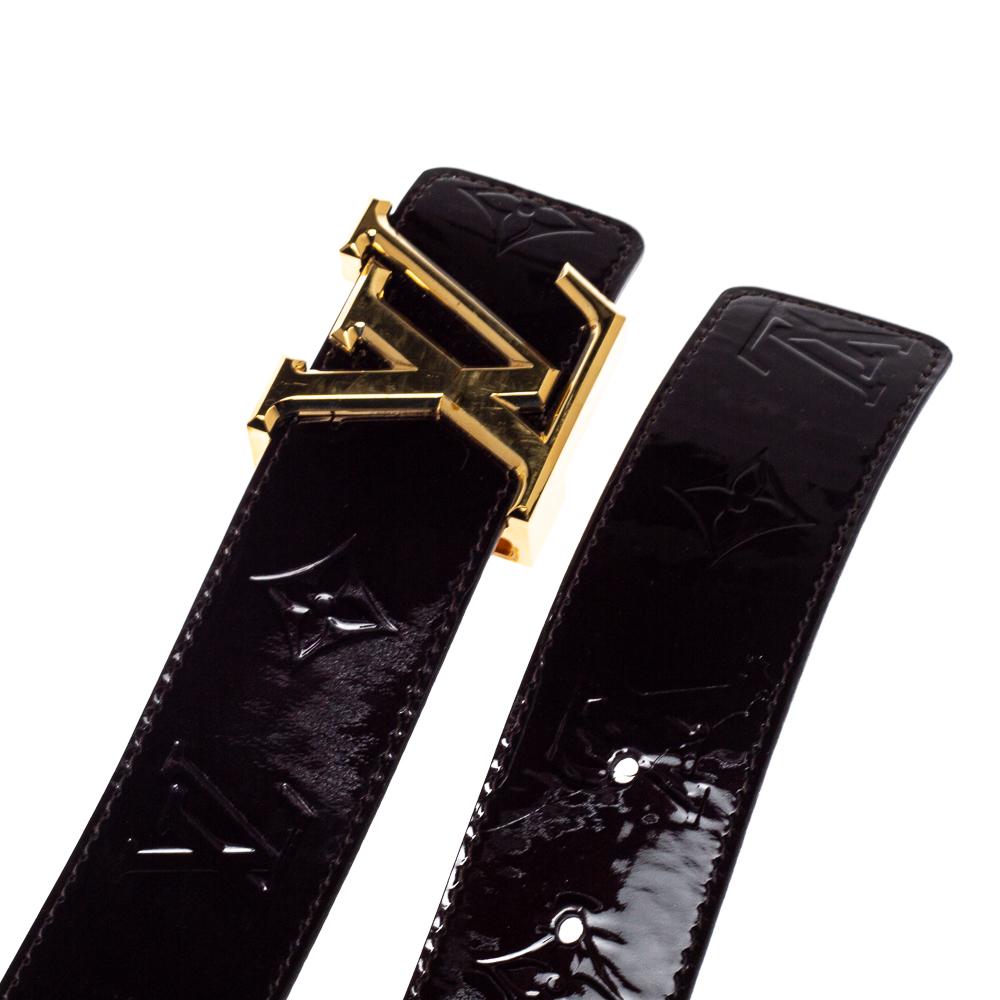 Women's Louis Vuitton Amarante Monogram Vernis Initials Belt 85CM