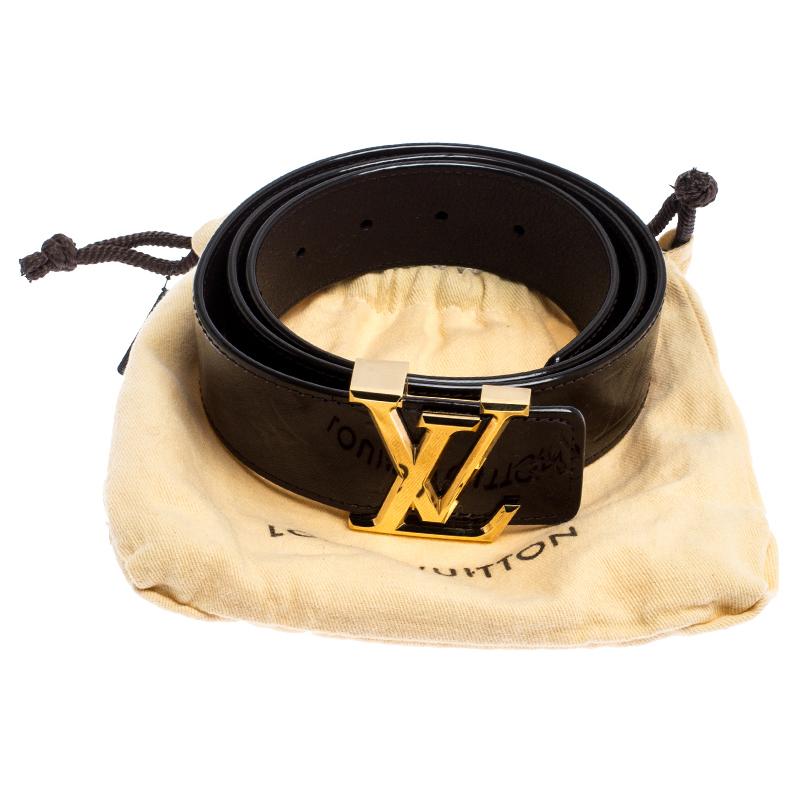 Black Louis Vuitton Amarante Monogram Vernis Initials Belt 90CM