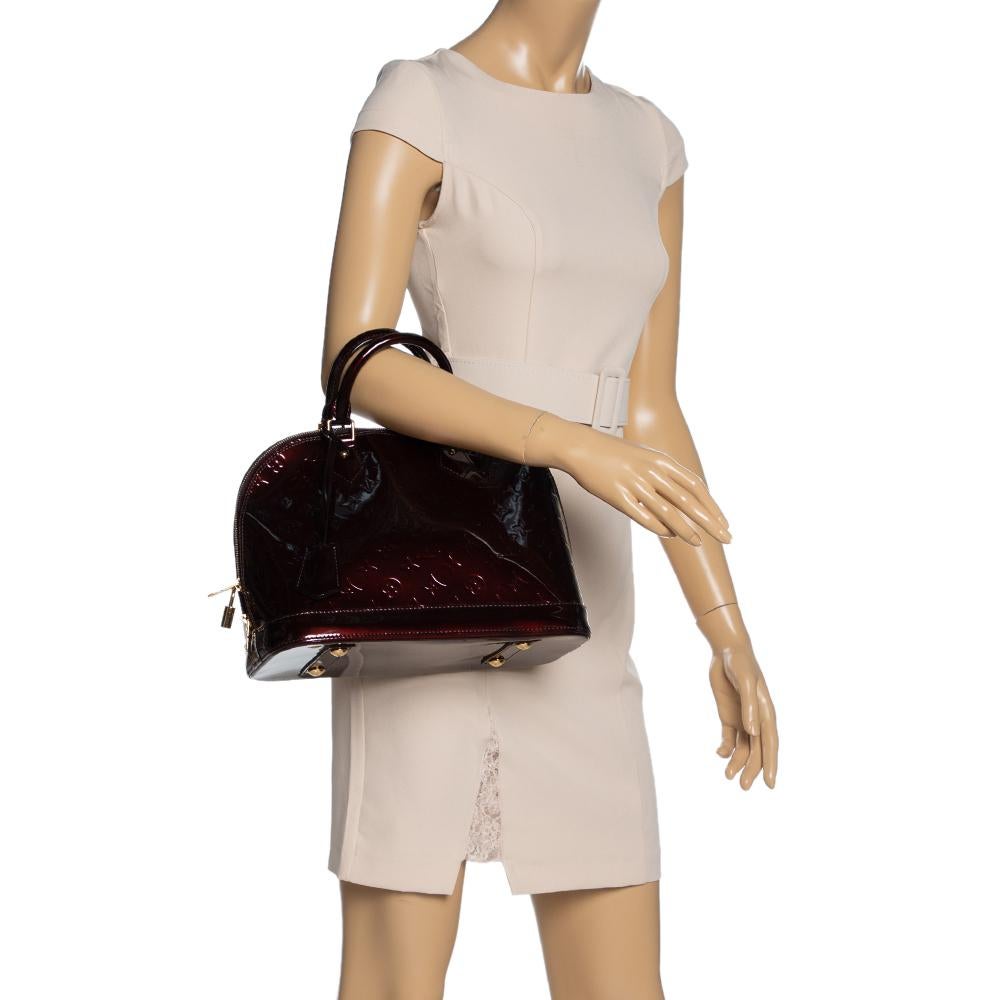 Brown Louis Vuitton Amarante Monogram Vernis Leather Alma PM Bag