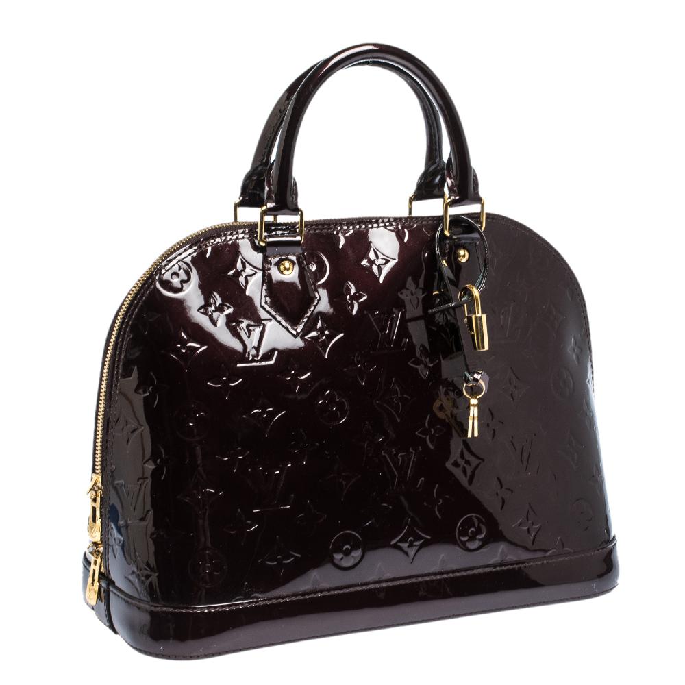 Black Louis Vuitton Amarante Monogram Vernis Leather Alma PM Bag