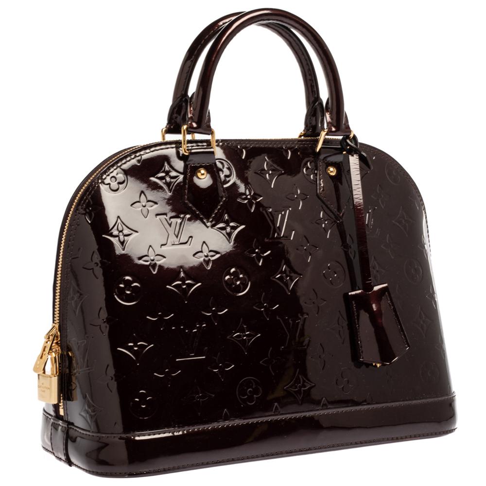 Louis Vuitton Amarante Monogram Vernis Leather Alma PM Bag In Good Condition In Dubai, Al Qouz 2