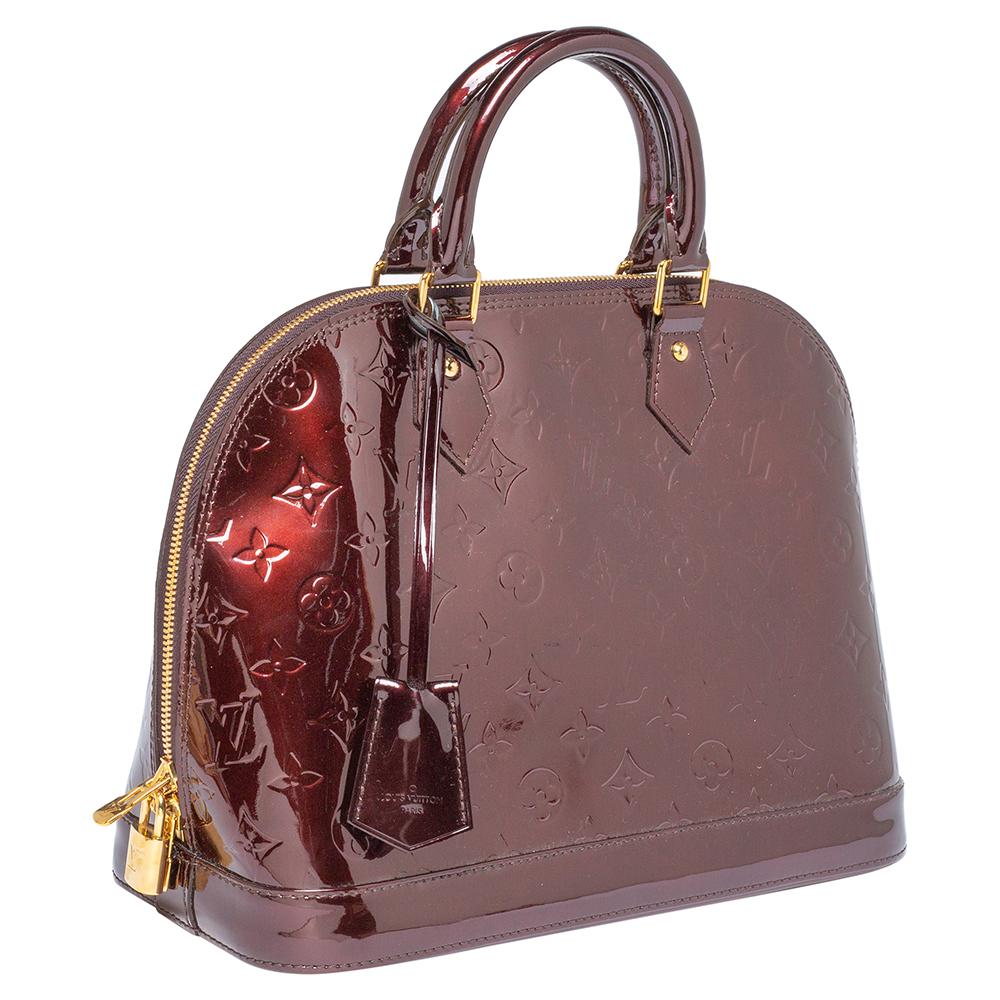 Louis Vuitton Amarante Monogram Vernis Leather Alma PM Bag In Excellent Condition In Dubai, Al Qouz 2