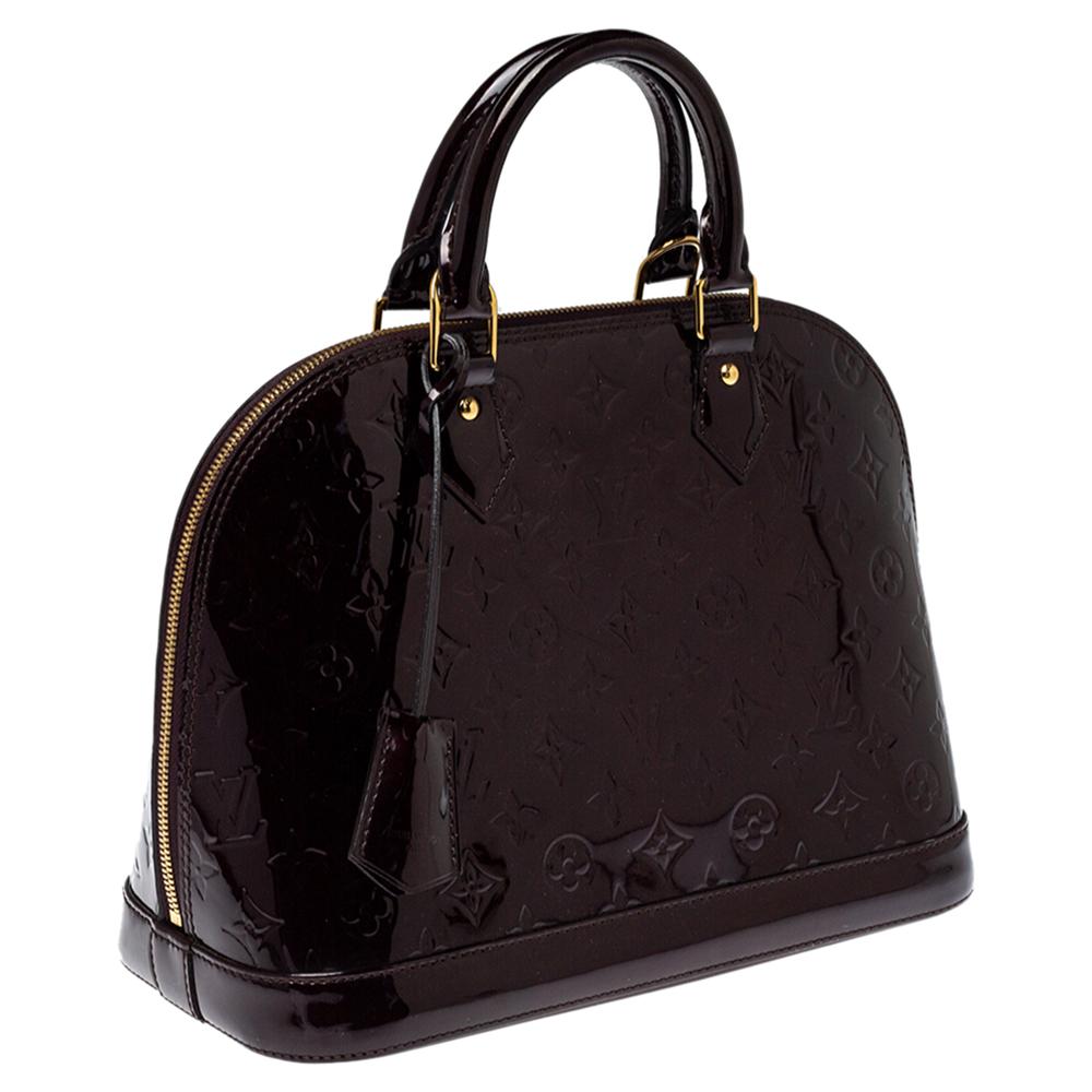 Louis Vuitton Amarante Monogram Vernis Leather Alma PM Bag In Fair Condition In Dubai, Al Qouz 2