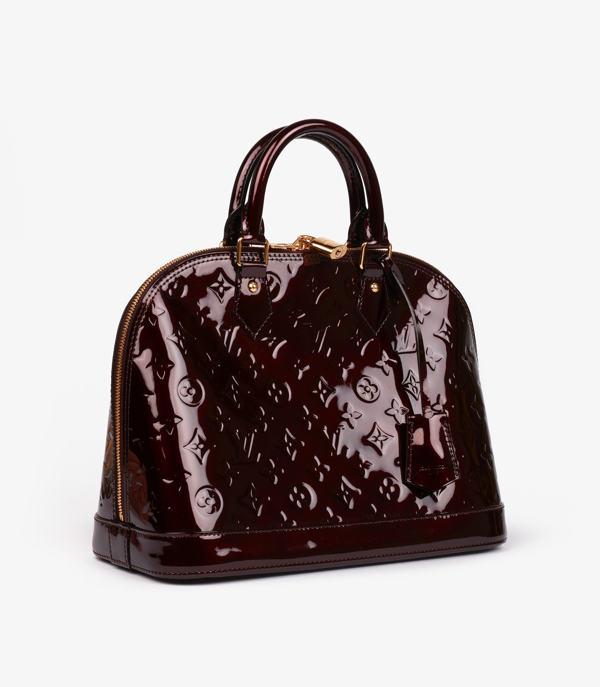 Gray Louis Vuitton Amarante Monogram Vernis Leather Alma PM For Sale