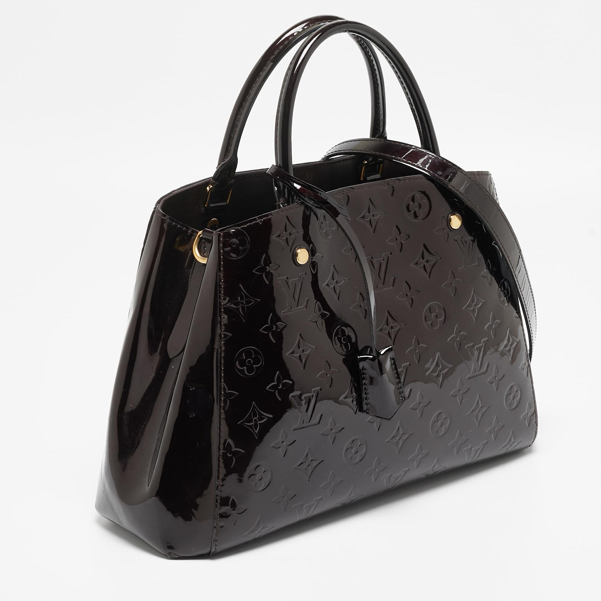 Women's Louis Vuitton Amarante Monogram Vernis Montaigne MM Bag For Sale