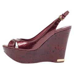 Louis Vuitton Amarante Monogram Vernis Pantheon Wedge Sandals Size 39