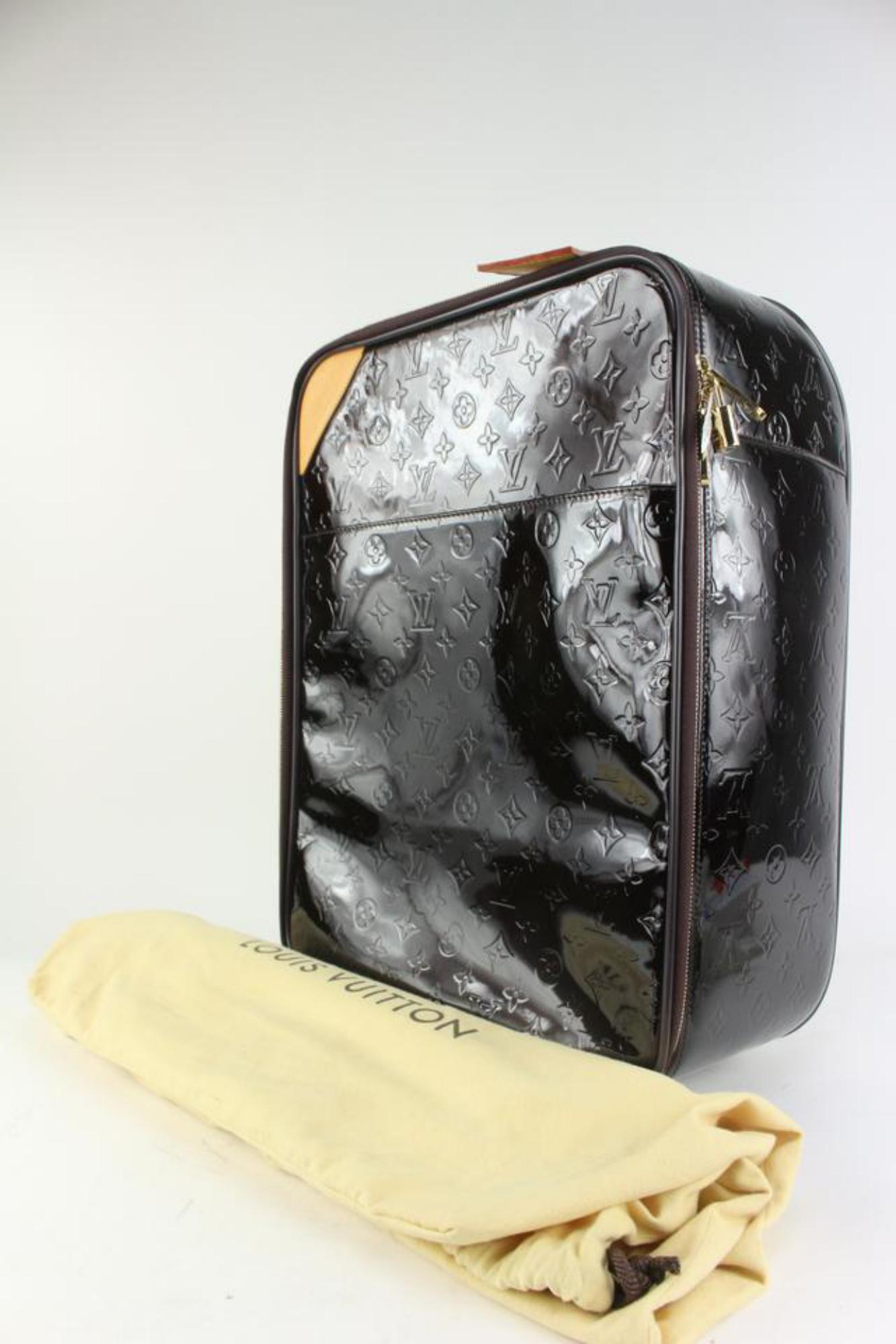 Louis Vuitton Amarante Monogram Vernis Pegase 45 Rolling Trolley Luggage 1122lv19
Date Code/Serial Number: MB1068
Made In: France
Measurements: Length:  13.5