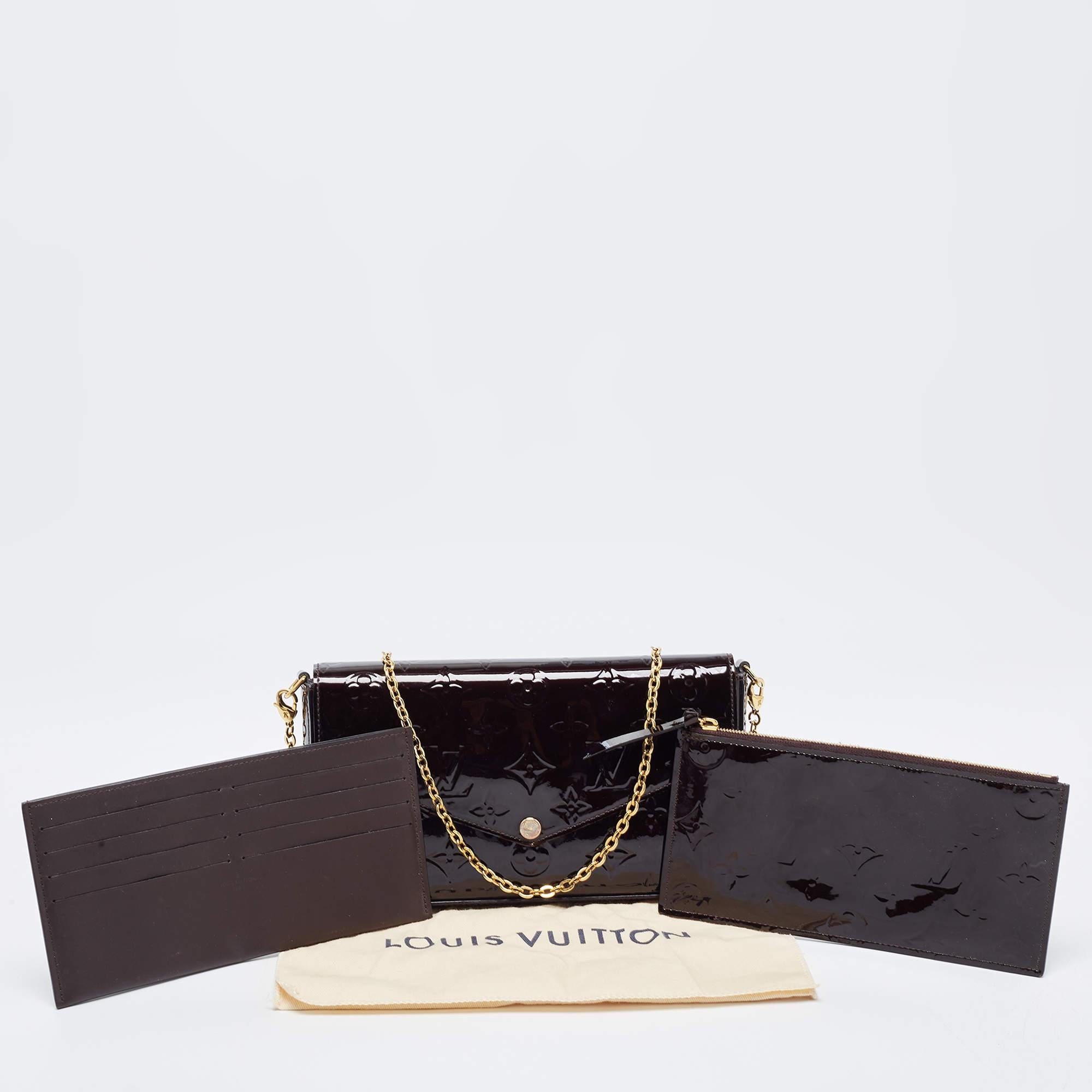 Louis Vuitton Amarante Monogram Vernis Pochette Felicie Bag 9