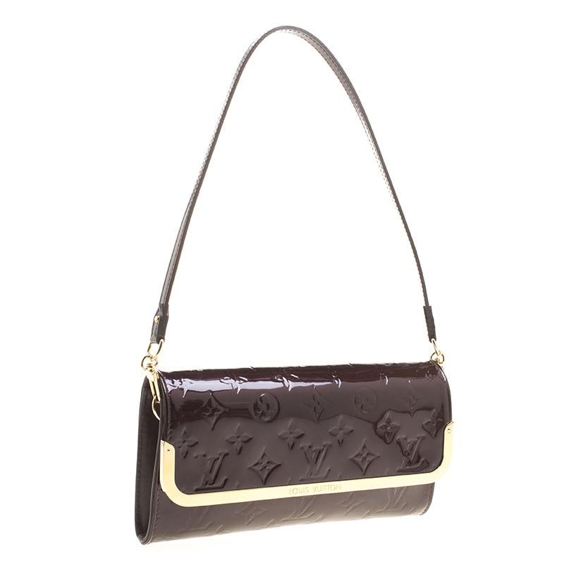 Louis Vuitton Amarante Monogram Vernis Rossmore MM Clutch In Good Condition In Dubai, Al Qouz 2