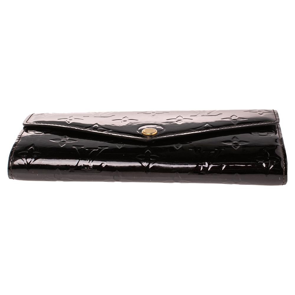 Black Louis Vuitton Amarante Monogram Vernis Sarah NW Wallet