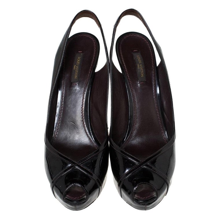 Louis Vuitton Amarante Monogram Vernis Tamara Slingback Sandals Size 39.5  at 1stDibs