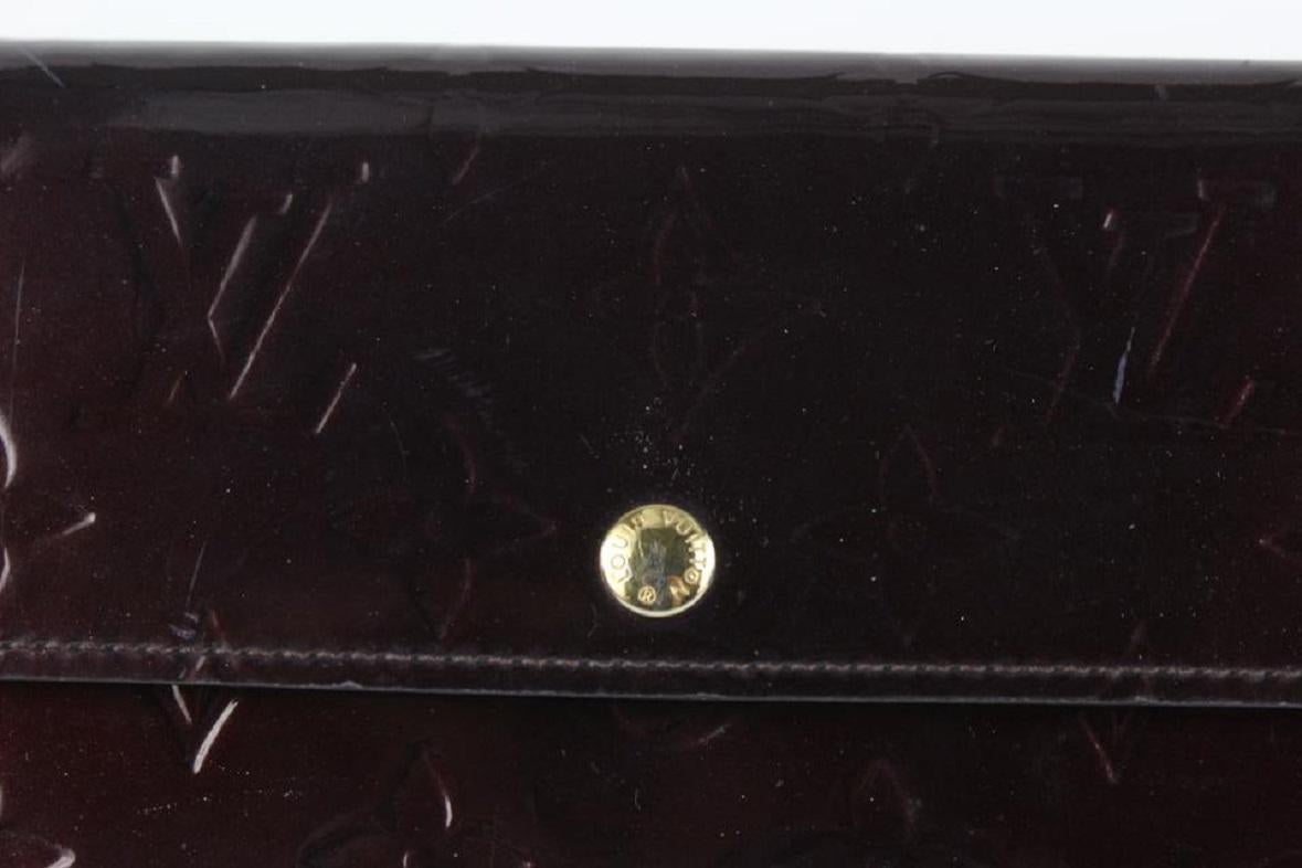 Louis Vuitton Amarante Monogram Vernis Trifold Long Sarah Wallet 1LV922 1