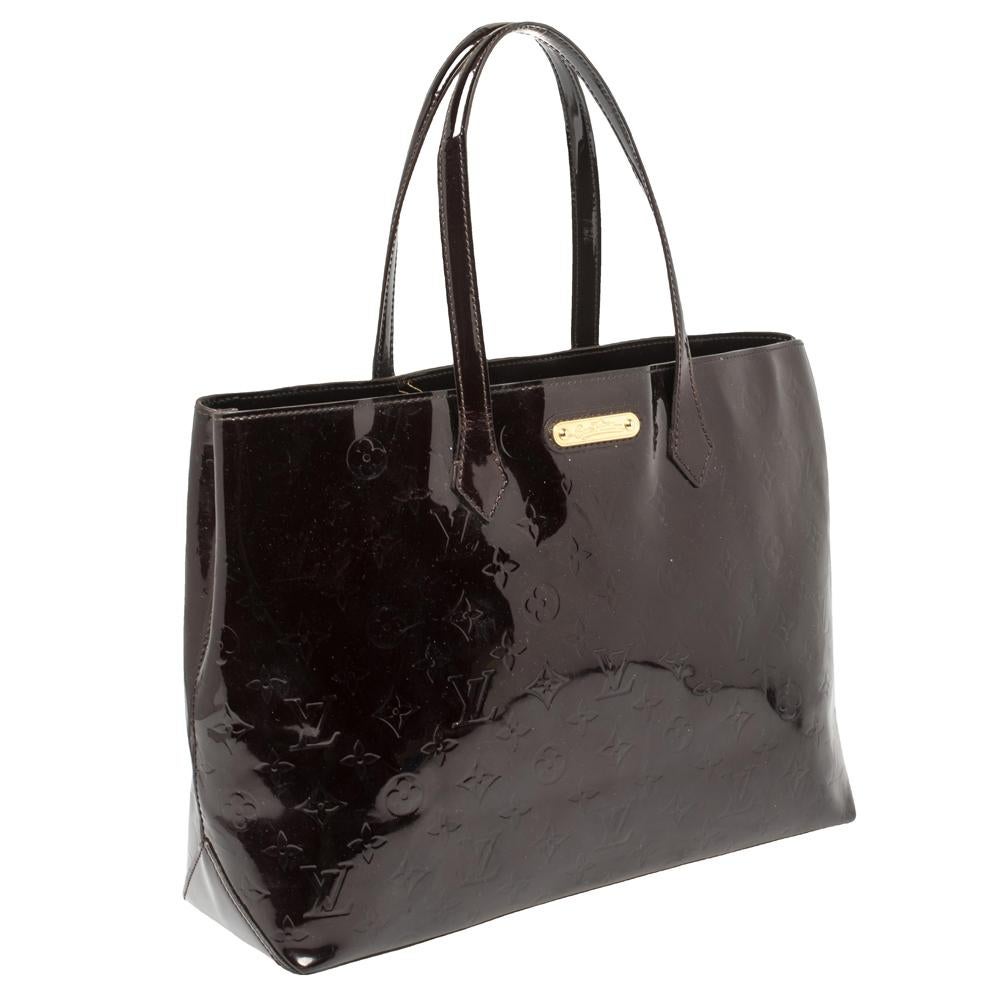Black Louis Vuitton Amarante Monogram Vernis Wilshire MM Bag