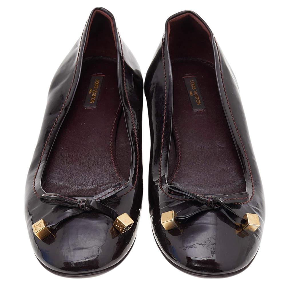 Black Louis Vuitton Amarante Patent Leather Ballet Flats Size 40.5 For Sale