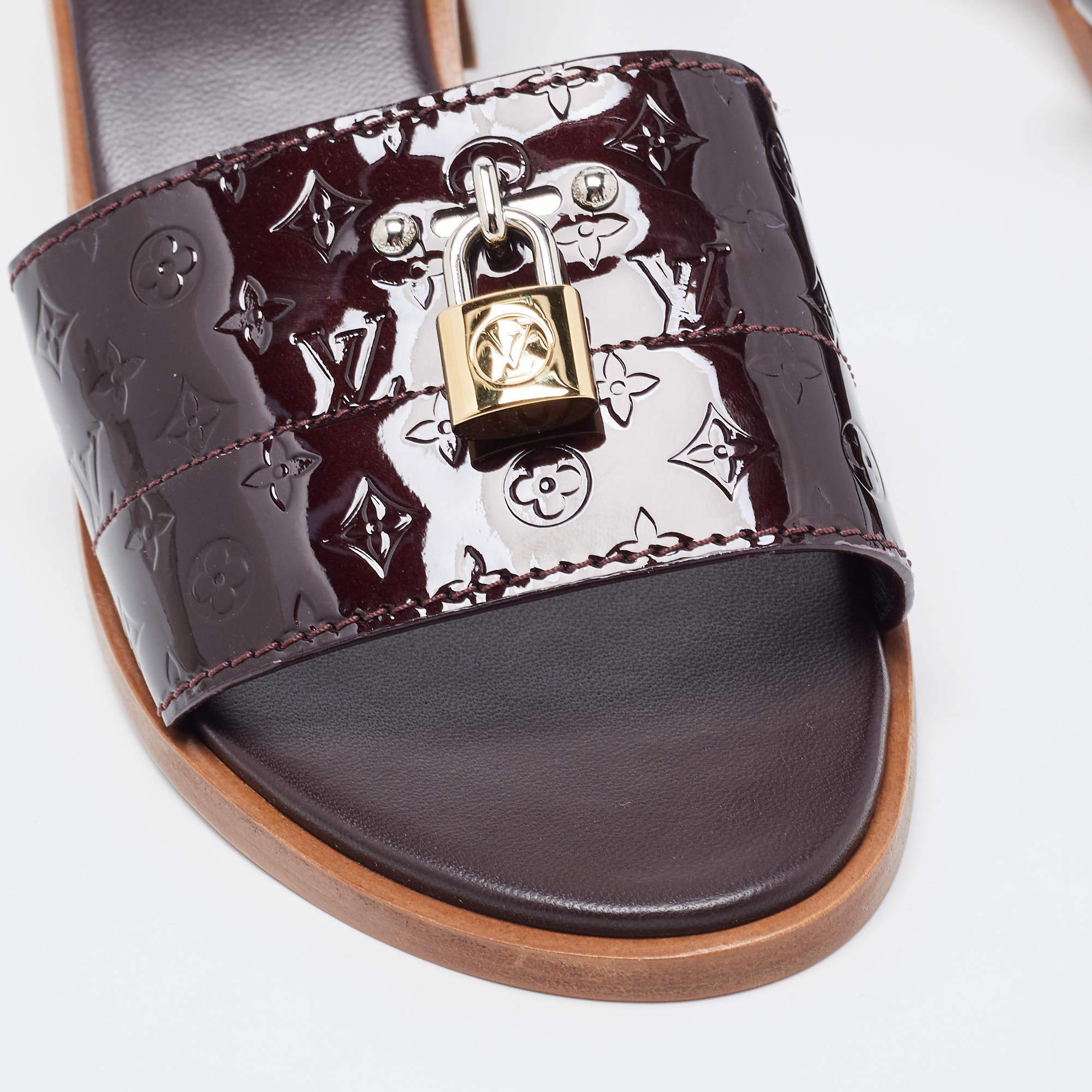 Women's Louis Vuitton Amarante Patent Leather Lock It Sandals Size 40