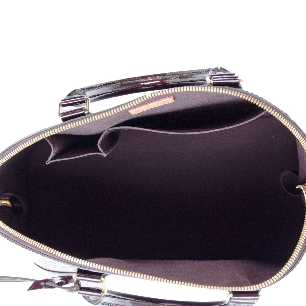Black LOUIS VUITTON Amarante purple Monogram Vernis leather ALMA GM Bag