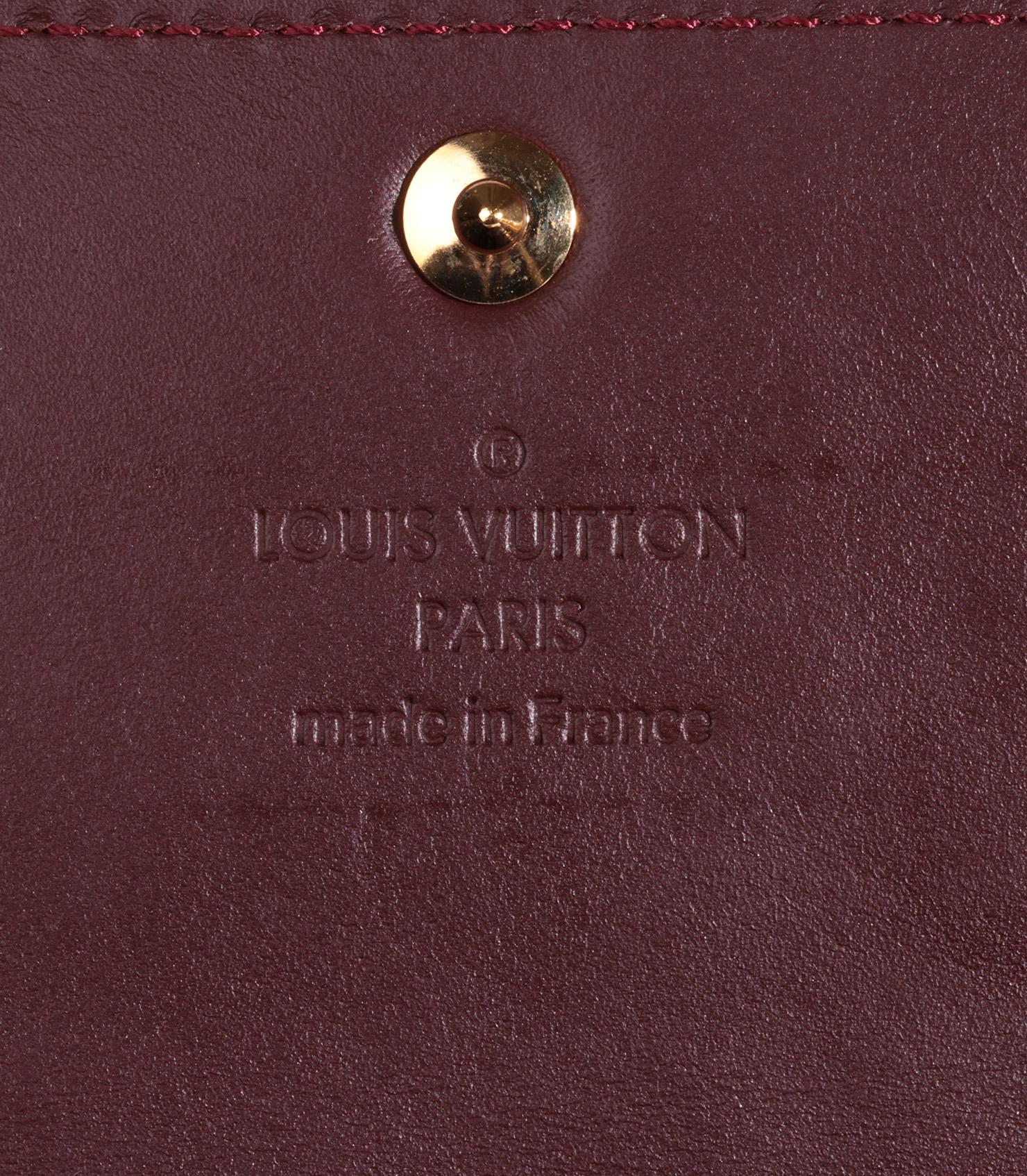 Women's Louis Vuitton Amarante Red Monogram Vernis Leather Sarah Wallet