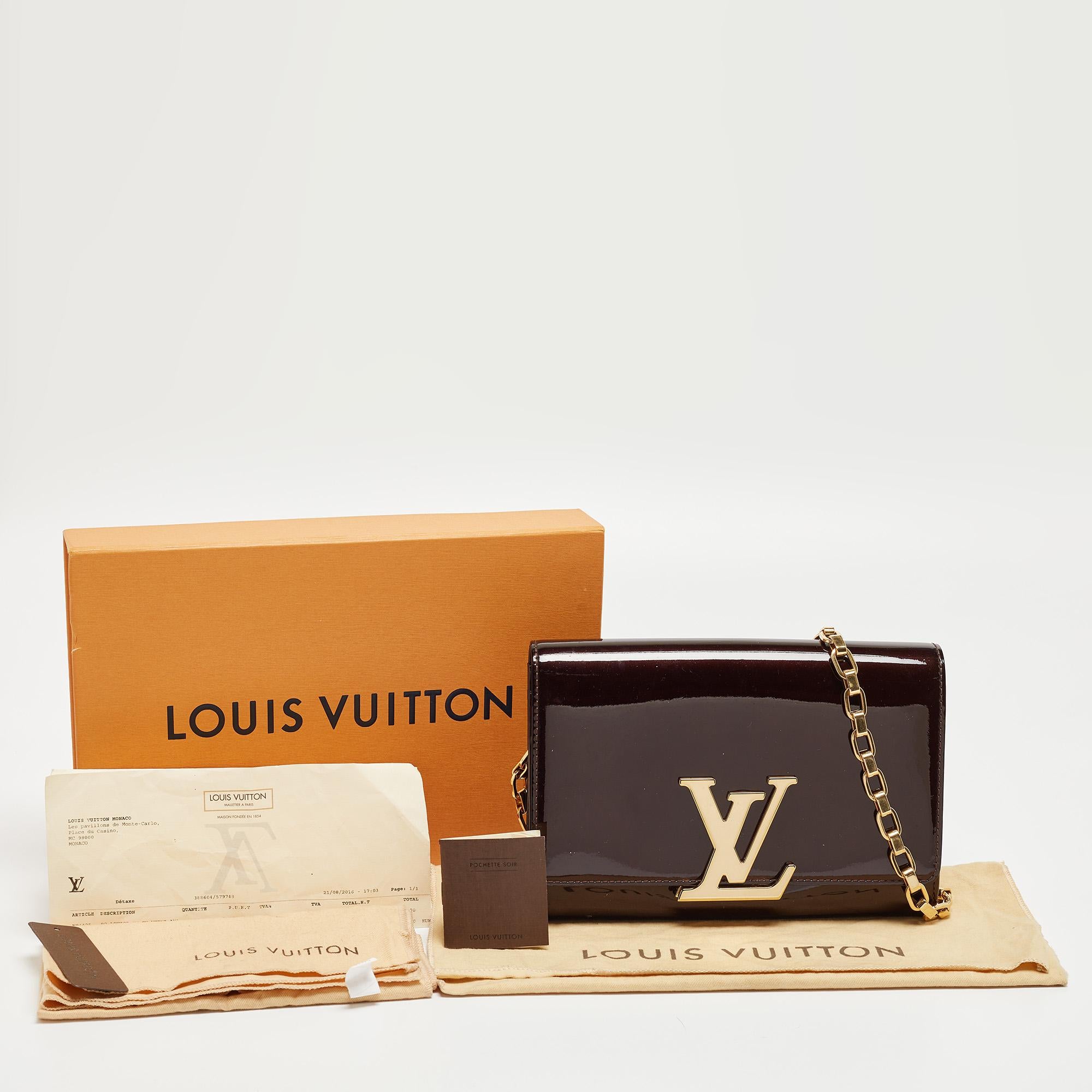 Louis Vuitton Amarante Vernis Louise GM Tasche mit Kette im Angebot 10