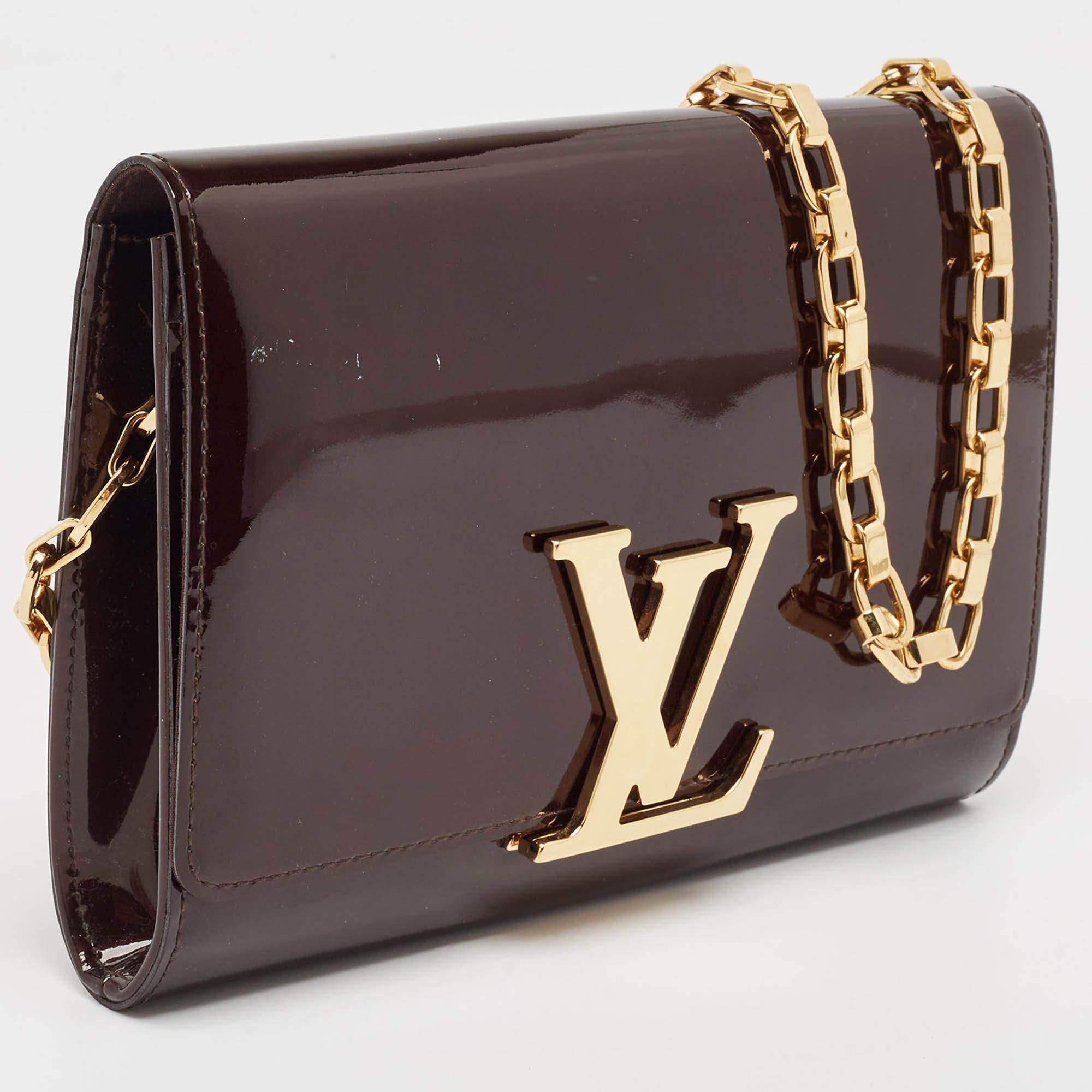 Black Louis Vuitton Amarante Vernis Chain Louise GM Bag