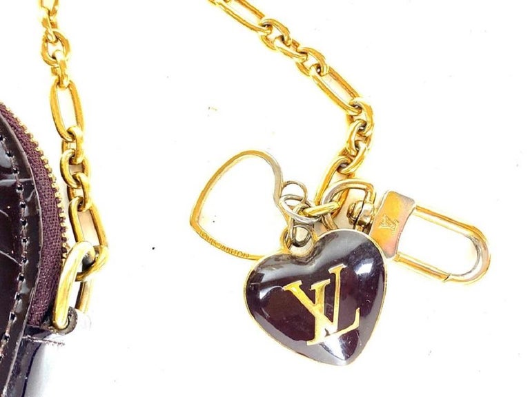 LOUIS VUITTON Vernis Coeur Heart Coin Purse Amarante 77139