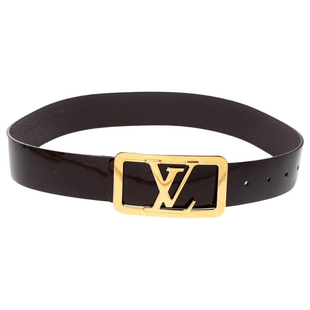 Louis Vuitton Amarante Vernis Leather LV Cut Out Buckle Belt 75CM