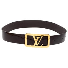 Louis Vuitton Amarante Vernis Leather LV Cut Out Buckle Belt 75CM