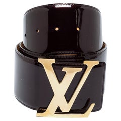Used Louis Vuitton Amarante Vernis Leather LV Initiales Waist Belt 75 CM
