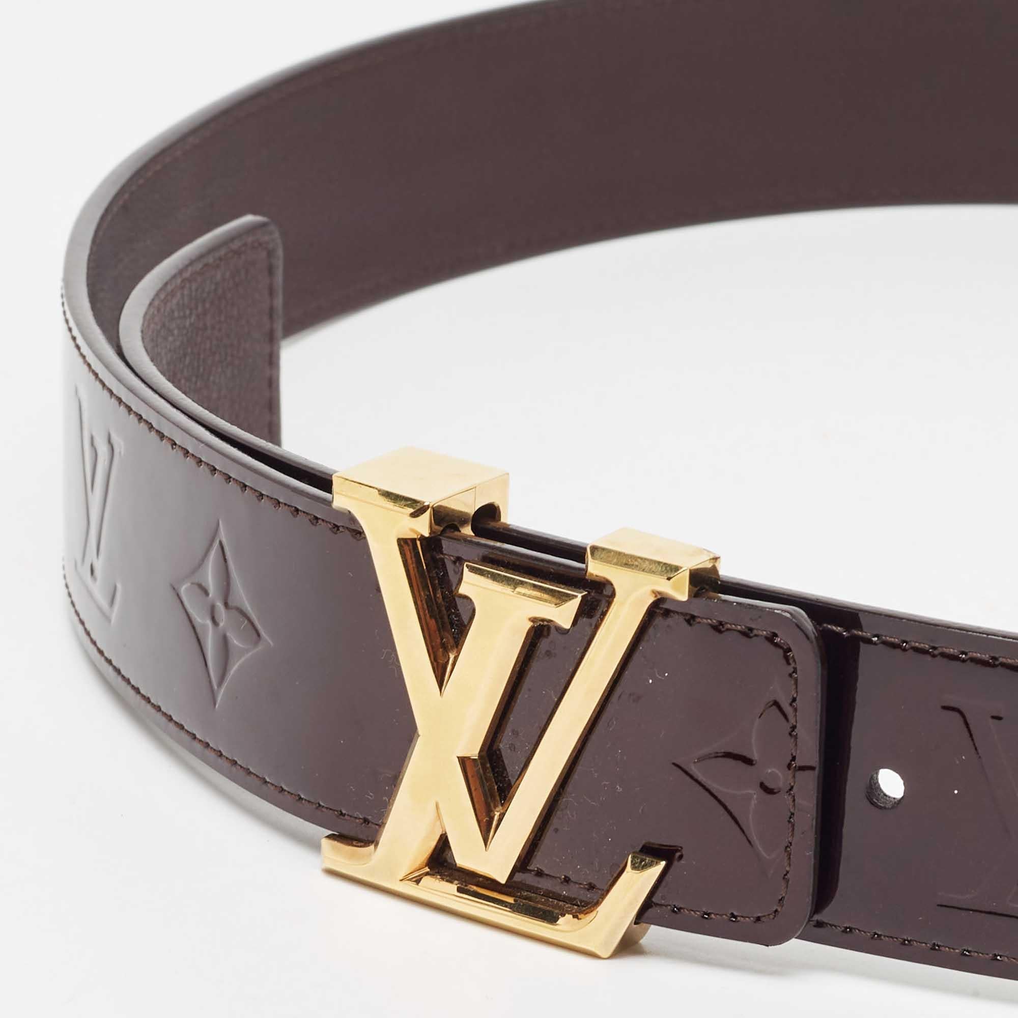 Louis Vuitton Amarante Vernis Leather LV Initiales Waist Belt 90 CM In Good Condition In Dubai, Al Qouz 2