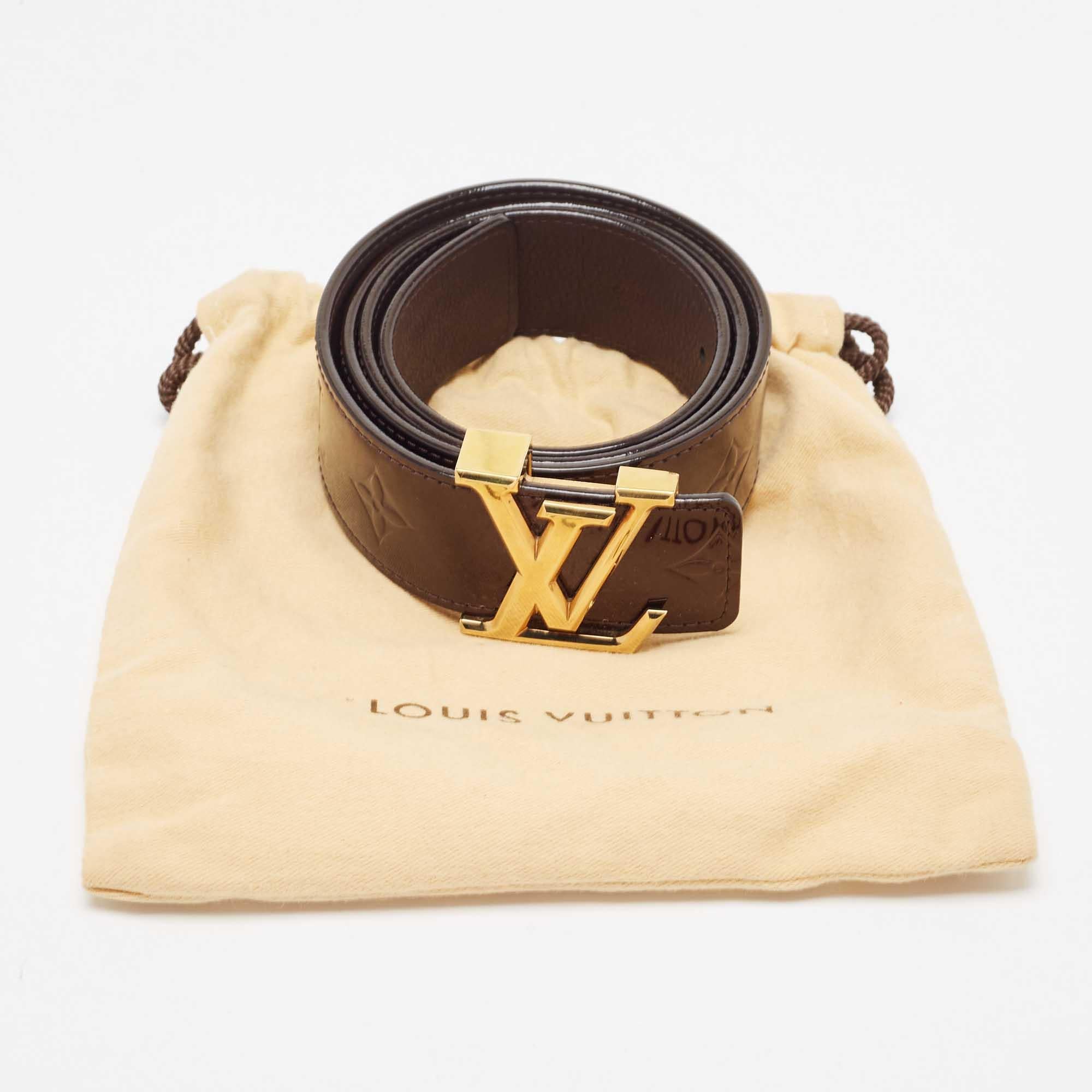 Women's Louis Vuitton Amarante Vernis Leather LV Initiales Waist Belt 90 CM