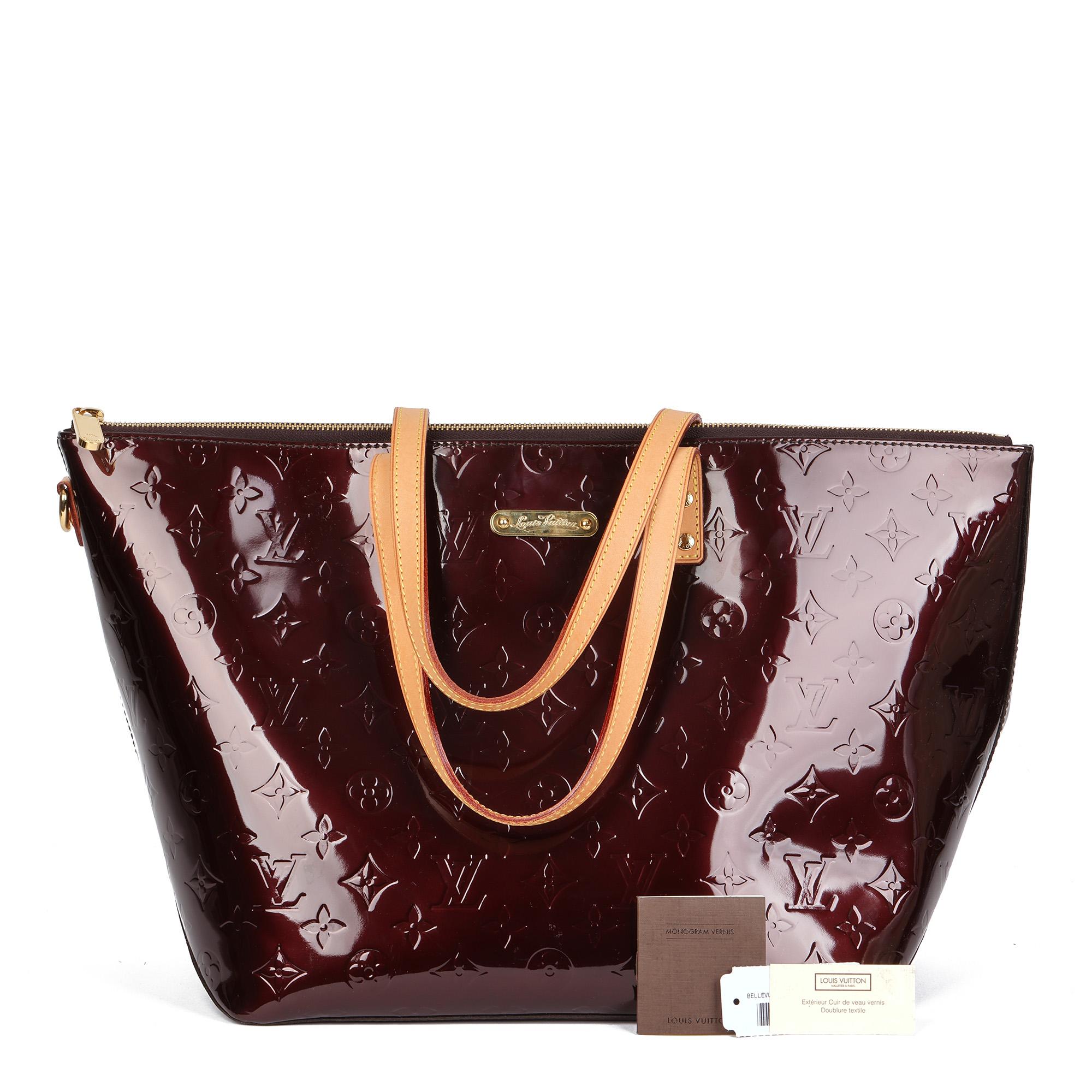 LOUIS VUITTON Amarante Vernis Leather & Vachetta Leather Bellevue GM  5