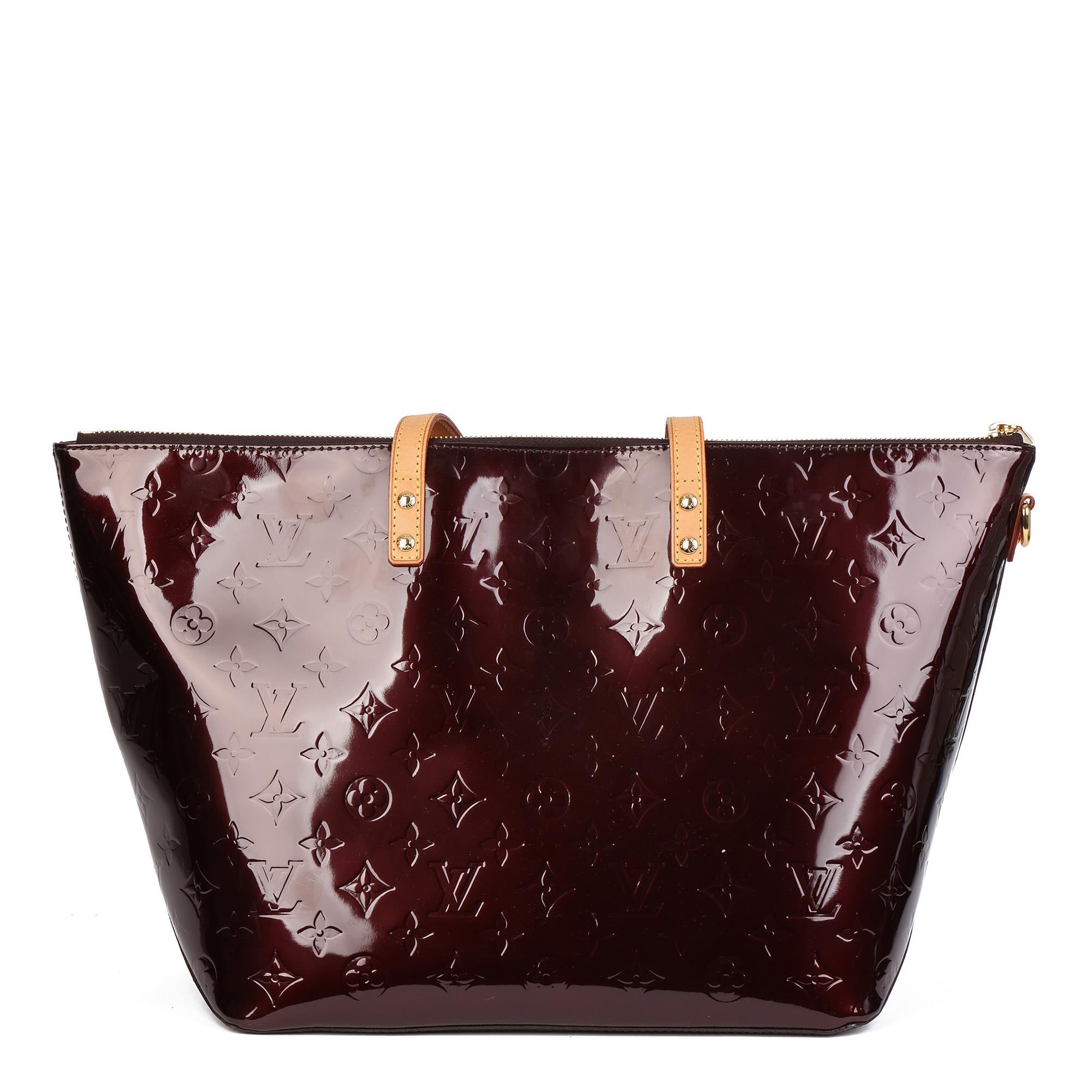 LOUIS VUITTON Amarante Vernis Leather & Vachetta Leather Bellevue GM In Excellent Condition In Bishop's Stortford, Hertfordshire