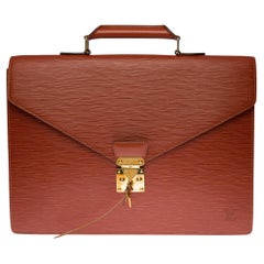 Louis Vuitton "Ambassadeur" Satchel in brown épi leather and gold hardware