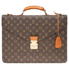 LOUIS VUITTON Monogram Canvas Brown Document Briefcase Bag Vintage - S