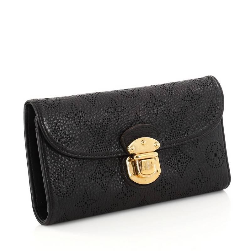 Black Louis Vuitton Amelia Wallet Mahina Leather 