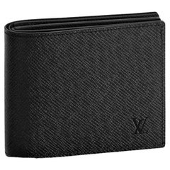 Louis Vuitton Amerigo Wallet Black Taiga Cowhide Leather